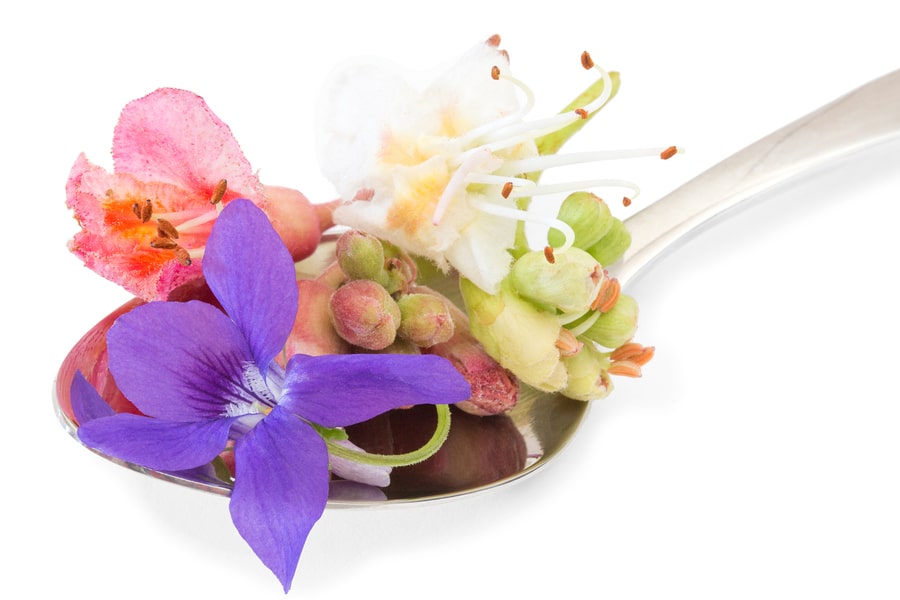 bach flowers on a spoon