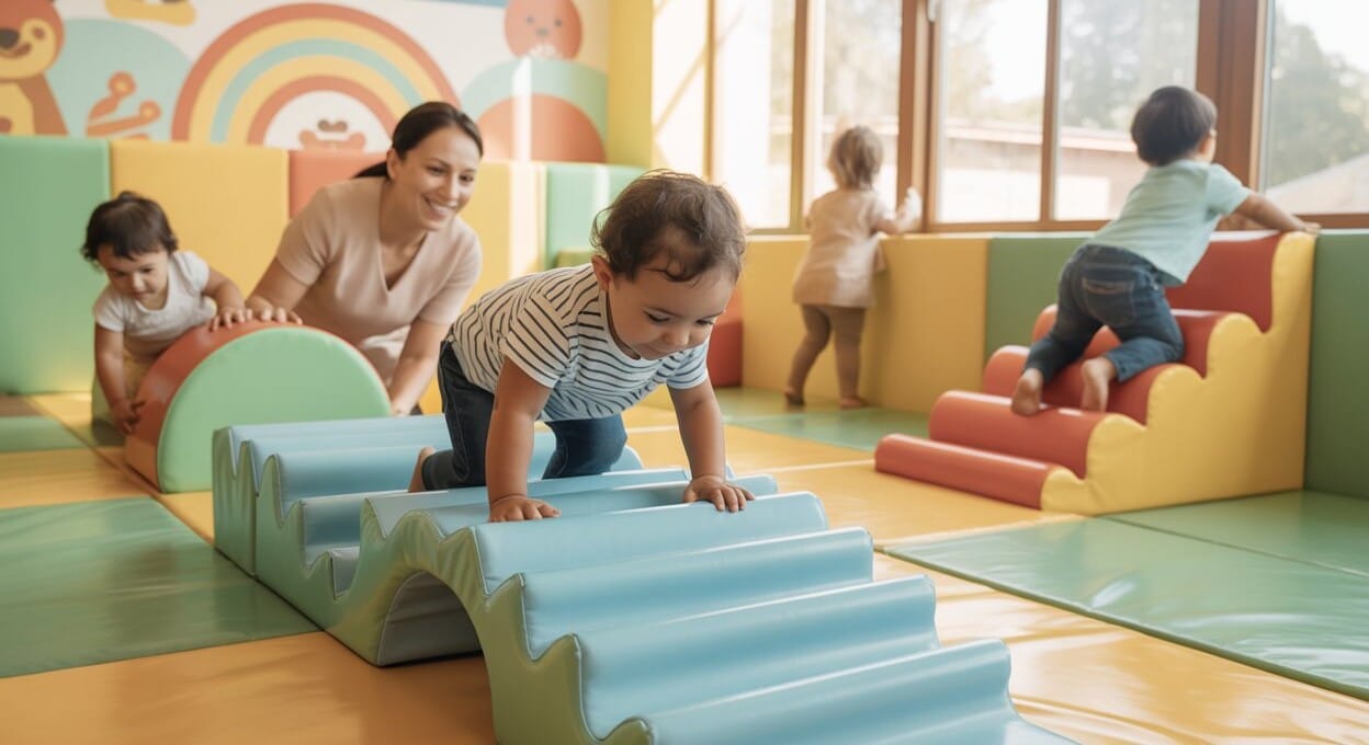 parcours motricite en creche jeu apprentissage