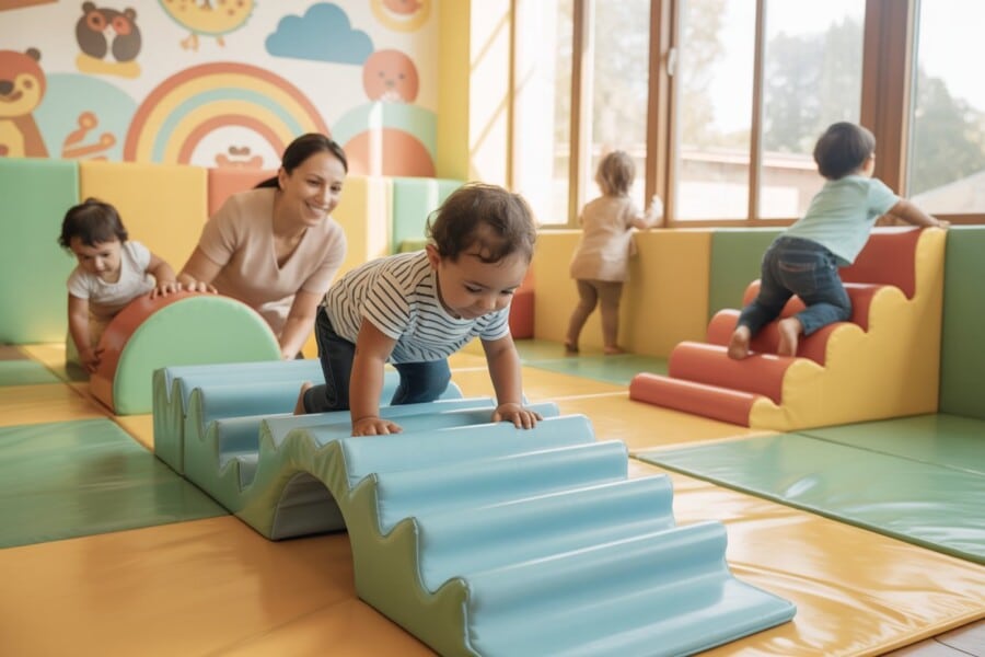 parcours motricite en creche jeu apprentissage